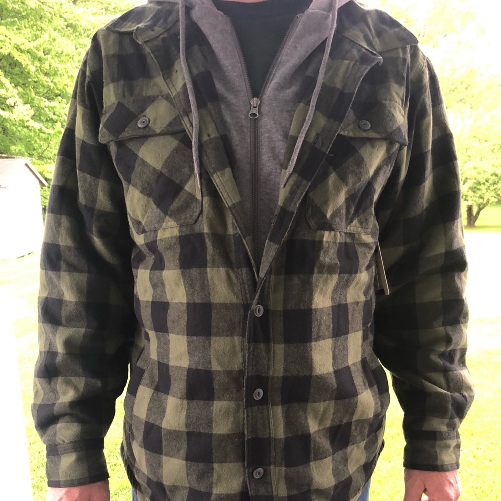 Sherpa lined fleece flannel jacket.